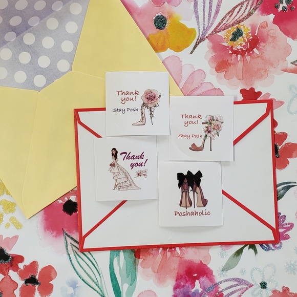 x100 Unique Fashion Girl Thank You Posh Stickers - Picture 10 of 15